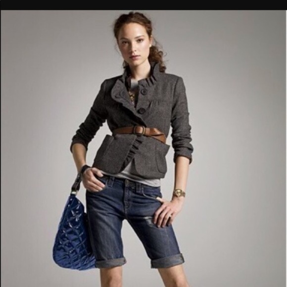 J. Crew Luxe Donegal Fiona Ruffle Wool Jacket - Picture 2 of 6